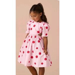 Amara Pink Spot Puff Sleeve Dress by Angel & Rocket Size 13y Polka Dot Cut Outs